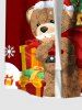 Plus Size Christmas Tree Snowflake Bear Gift Print Button Pocket Shirt For Men -  