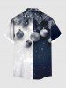 Chemise à poches boutonnées grande taille pour homme, imprimée de boules de Noël et de flocons de neige, colorblock. - Noir 3XL