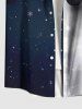 Chemise à poches boutonnées grande taille pour homme, imprimée de boules de Noël et de flocons de neige, colorblock. - Noir 3XL