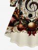 Robe trapèze à capuche imprimée de symboles musicaux et de boules de Noël grande taille - Abricot XS