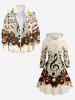 Plus Size Christmas Ball Music Symbol Print Lace Up A Line Hooded Dress -  