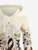Plus Size Christmas Ball Music Symbol Print Lace Up A Line Hooded Dress -  