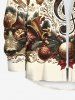 Chemise à manches longues boutonnée avec imprimé de boules de Noël et symboles musicaux, grande taille, pour hommes - Abricot 4XL