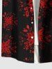 Chemise à boutons et poche pour homme, grande taille, imprimé houx, fruits et flocons de neige, pour Noël - Noir S
