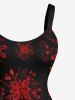 Plus Size Christmas Holly Fruit Snowflake Print Tank Dress -  