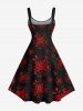 Plus Size Christmas Holly Fruit Snowflake Print Tank Dress -  