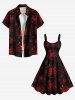 Plus Size Christmas Holly Fruit Snowflake Print Tank Dress -  
