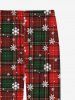 Plus Size Men's Christmas Plaid Snowflake Print Jogger Pants -  