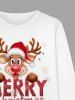 T-shirt à manches longues pour homme grande taille avec imprimé de flocons de neige et de cerfs de Noël - Blanc S