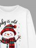 Plus Size Men's Christmas Snowman Snowflake Print Long Sleeves T-shirt -  