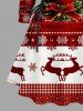 Robe à capuche grande taille avec imprimé sapin de Noël, Père Noël, nœud papillon, flocons de neige et élans, lacets et cordon de serrage - Rouge 6X