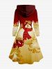 Robe à capuche grande taille imprimée sapin de Noël et bonhomme de neige, boîte cadeau, lacée et à cordon - Rouge 6X