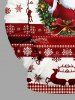 Plus Size Christmas Tree Santa Claus Bowknot Snowflake Elk Print Pocket Drawstring Hoodie For Men -  
