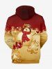 Plus Size Christmas Tree Snowman Gift Box Print Pocket Drawstring Hoodie For Men -  