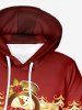 Plus Size Christmas Tree Snowman Gift Box Print Pocket Drawstring Hoodie For Men -  
