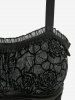 Robe débardeur asymétrique à flocage fleur de rose, fronces et bordure en dentelle - Noir M