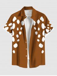 Plus Size Christmas Santa Claus Beard Print Buttons Pocket Shirt For Men -  