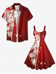 Christmas Snowflake Stars Print Plus Size Matching Outfit For Couples -  