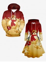 Christmas Tree Snowman Gift Box Print Plus Size Matching Outfit For Couples -  