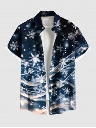 Plus Size Christmas Snowflake Galaxy Print Buttons Pocket Shirt For Men -  