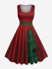 Christmas Tree Bowknot Two Tone Print Plus Size Matching Outfit For Couples -  