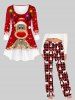 Ensemble de pyjamas de Noël assortis pour couples, motif élans et flocons de neige - Rouge 