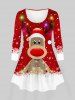 Ensemble de pyjamas de Noël assortis pour couples, motif élans et flocons de neige - Rouge 