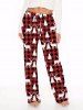 Ensemble de pyjamas de Noël assortis pour couples, motif élans et flocons de neige - Rouge 