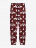 Ensemble de pyjamas de Noël assortis pour couples, motif élans et flocons de neige - Rouge 