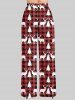 Ensemble de pyjamas de Noël assortis pour couples, motif élans et flocons de neige - Rouge 