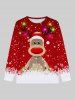 Ensemble de pyjamas de Noël assortis pour couples, motif élans et flocons de neige - Rouge 