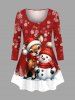 Christmas Tree Snowflake Elk Snowman Print Long Sleeves Women T-shirt and Leggings Plus Size Matching Set -  