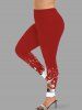 Christmas Tree Snowflake Elk Snowman Print Long Sleeves Women T-shirt and Leggings Plus Size Matching Set -  