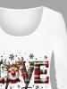 Women's Christmas Elk Snowflake Plaid Letters Print Plus Size Matching Pajama Set -  