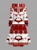 Christmas Tree Santa Claus Bowknot Snowflake Elk Print Plus Size Matching Set -  