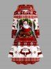 Christmas Tree Santa Claus Bowknot Snowflake Elk Print Plus Size Matching Set -  