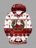 Christmas Tree Santa Claus Bowknot Snowflake Elk Print Plus Size Matching Set -  