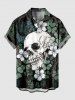 Ensemble de plage hawaïen assorti grande taille à imprimé fleurs et crânes pour couples - Noir 