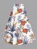 Hibiscus Flowers Tropical Leaf Print Plus Size Hawaii Matching Set -  