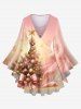 Christmas Tree Ball Star Bowknot Print Plus Size Matching Set -  