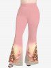 Christmas Tree Ball Star Bowknot Print Plus Size Matching Set -  