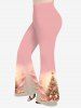 Christmas Tree Ball Star Bowknot Print Plus Size Matching Set -  