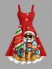 Christmas Snowflake Santa Claus Skateboard Print Plus Size Matching Outfit For Couples -  