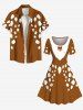 Christmas Santa Claus Beard Bell Bowknot Print Plus Size Matching Outfit For Couples -  