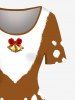 Christmas Santa Claus Beard Bell Bowknot Print Plus Size Matching Outfit For Couples -  