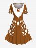 Christmas Santa Claus Beard Bell Bowknot Print Plus Size Matching Outfit For Couples -  