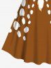 Christmas Santa Claus Beard Bell Bowknot Print Plus Size Matching Outfit For Couples -  