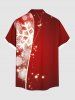 Plus Size Christmas Snowflake Stars Print Buttons Pocket Shirt For Men -  