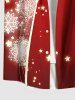 Plus Size Christmas Snowflake Stars Print Buttons Pocket Shirt For Men -  