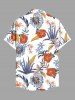 Chemise hawaïenne grande taille pour homme, à imprimé feuilles tropicales et fleurs d'hibiscus, boutons et poche. - Blanc 6XL